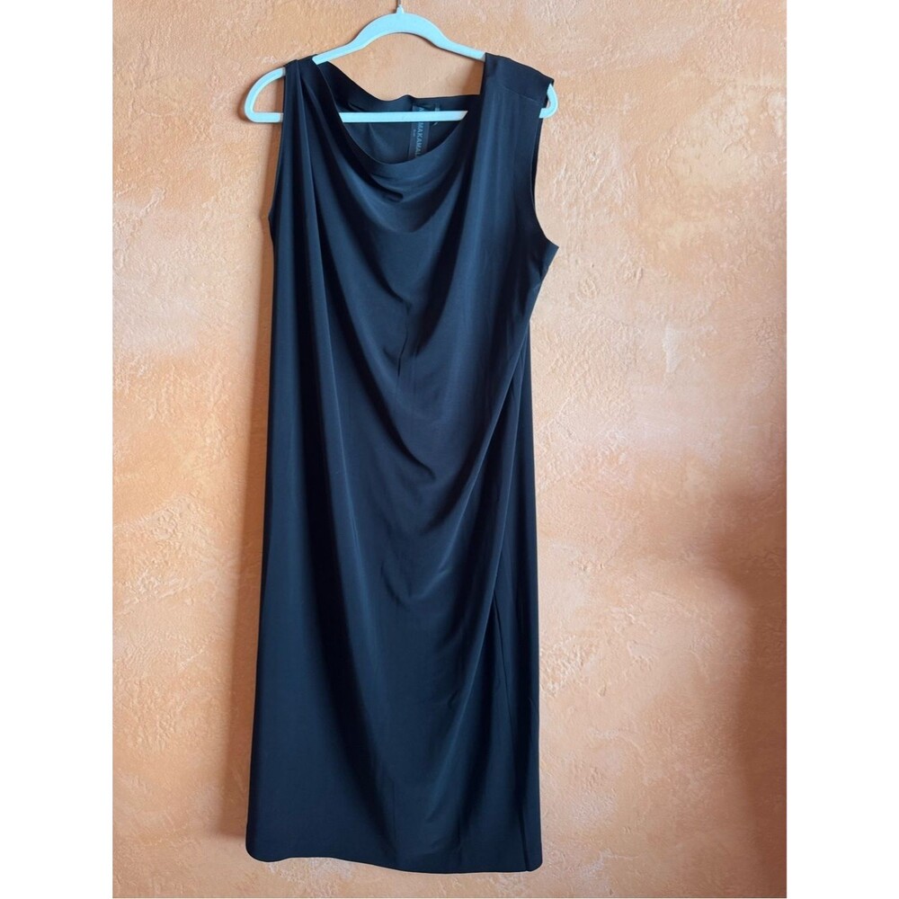 Norma Kamali Black Draped Sleeveless Midi Dress Size XL